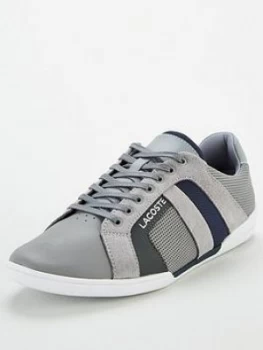 Image of Lacoste Chaymon Leather Trainers - Grey