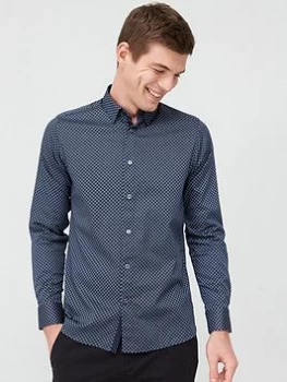 Image of Ted Baker Longsleeve Geo Print Shirt, Navy, Size 2, Men