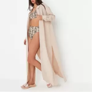 Image of Missguided Textured Oversized Beach Cover Up Maxi Shirt Dress - Nude