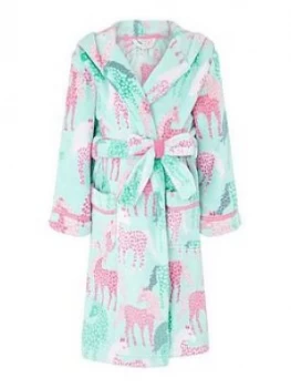 Image of Monsoon Girls Sustainable Unicorn Print Chunky Robe - Pink