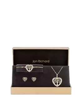 Image of Jon Richard Rose Gold Plated Tree Of Love Heart Trio Set - Gift Boxed