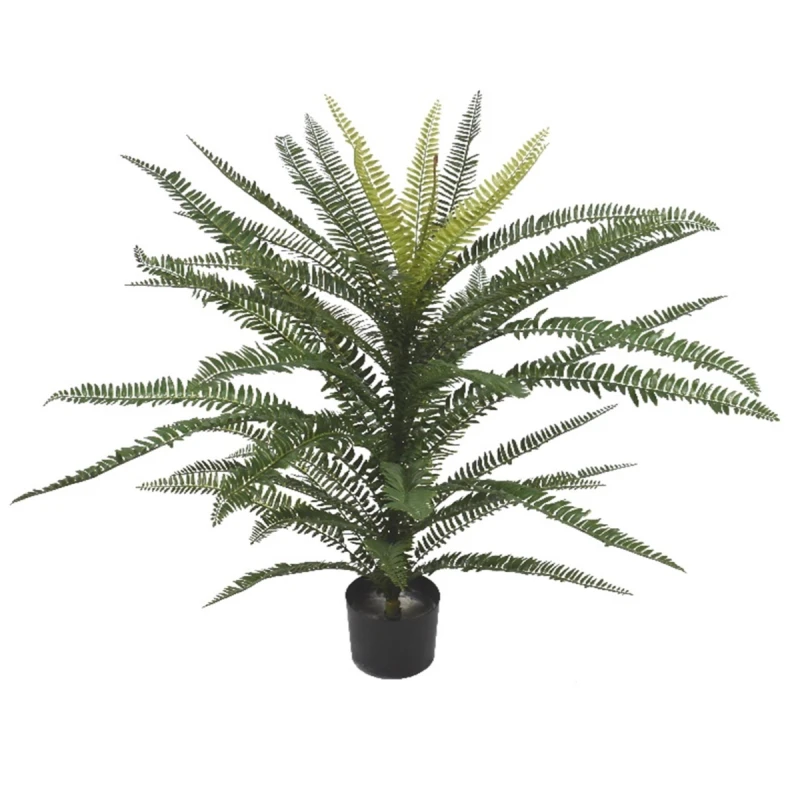 Image of N/A 75cm Fire Retardant Plastic Boston Fern Plant with 49 Leaves
