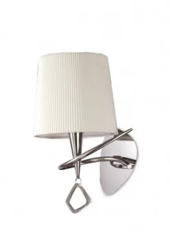 Image of Wall Lamp Switched 1 Light E14, Polished Chrome with Ivory White Shade