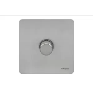 Image of Schneider Electric Ultimate Screwless Flat Plate - Single Rotary 2 Way Dimmer Light Switch, Main & Low Voltage, 400W/VA, GU6412CSS, Stainless Steel