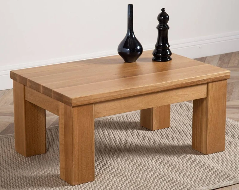 Image of Thats Furniture Dakot Chunky Oak Small Coffee Table for Living Room in Light Oak Light Oak Unisex