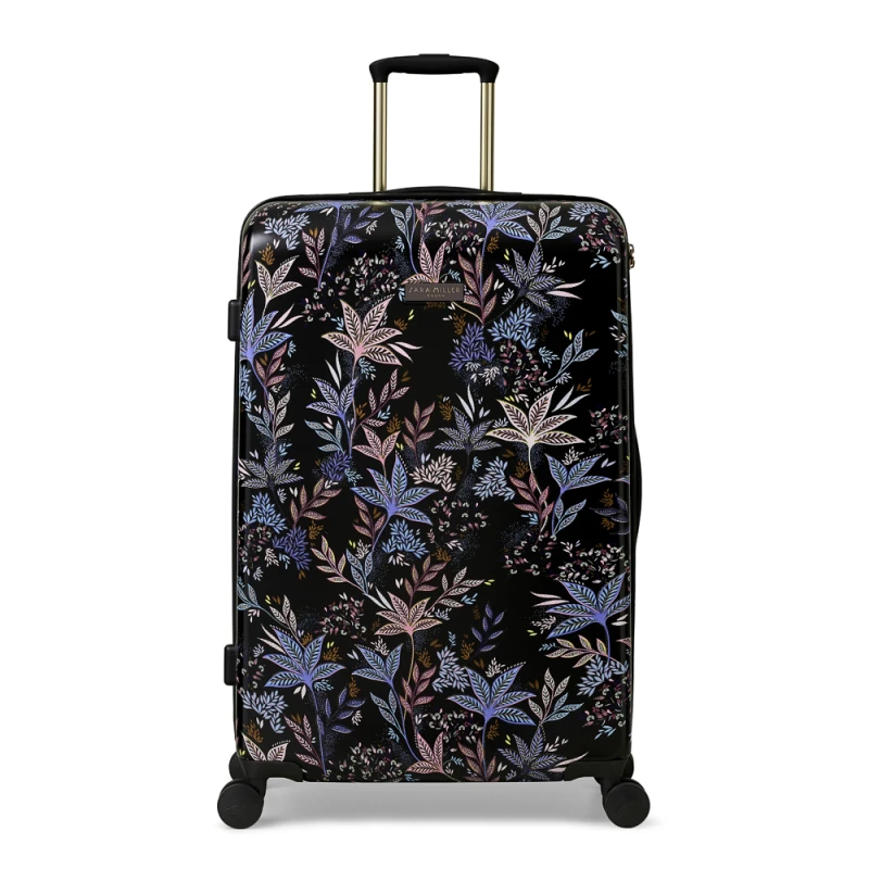 Image of Sara Miller Large Trolley Spinner Suitcase - Black Botanic Large Trolley Spinner Suitcase - Black Botanic - 77(h) x48(w) x 28(d) cm - Black Botanic -