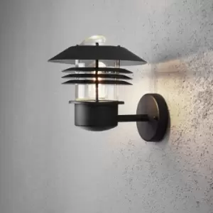 Image of Modena Outdoor Modern Lantern Up Wall Light Black, IP44