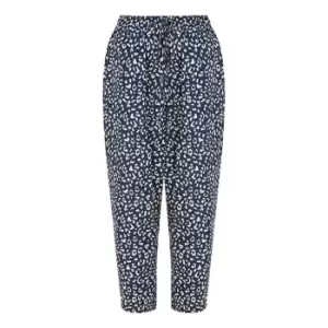 Image of Yumi Navy Animal Print Cropped Trouser - Blue