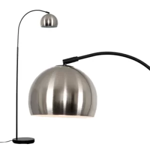 Image of Curva Floor Lamp in Black with Brushed Chrome Shade