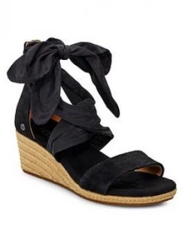 Image of UGG Trina Wedge Sandals - Black, Size 5, Women