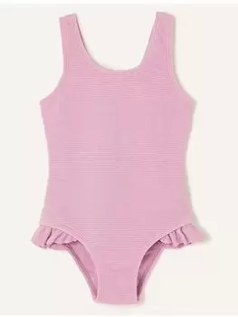 Image of Accessorize Girls Textured Swimsuit - Lilac, Light Purple, Size Age: 9-10 Years, Women