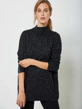 Image of Mint Velvet Leopard Print Tunic - Charcoal