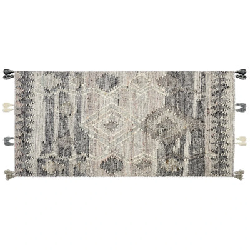 Image of Beliani Rug Aratashen Grey 80 X 150 Cm Wool Kilim