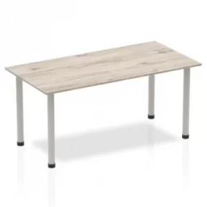 Image of Impulse Straight Table 1600 Grey Oak Post Leg Silver