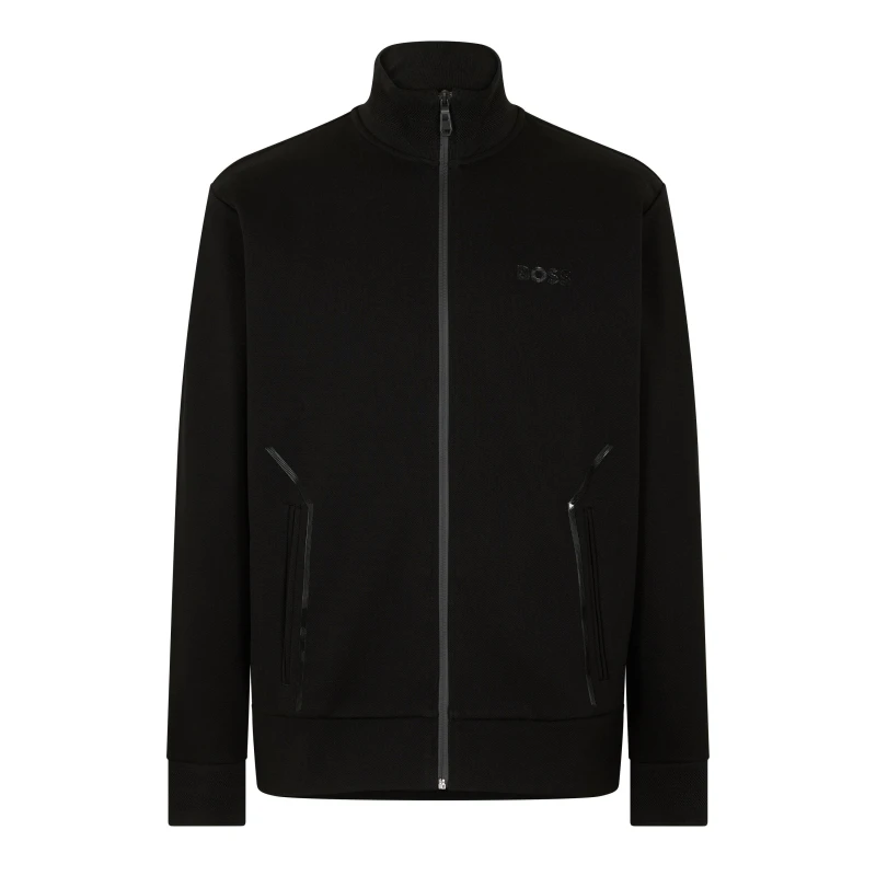 Image of Boss Mens Skaz Mirror Short Sleeve Zip Hoodie Black male S