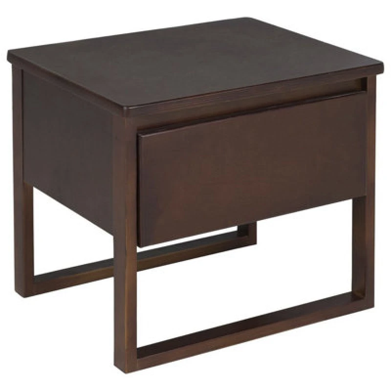 Image of Beliani 1 Drawer Bedside Table Giulia Pine Wood Dark Brown