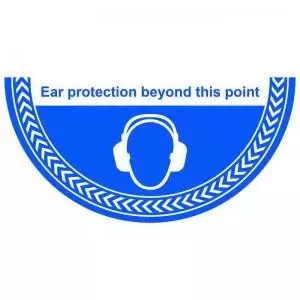Image of Ear Protection Beyond This Point Floor Graphic adheres to most smooth