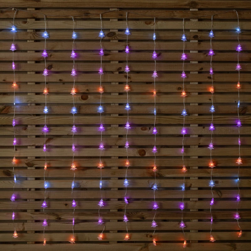 Image of 1.2m x 1.2m Light up FlexiBrights Christmas Tree Curtain Lights with 108 Rainbow LEDs