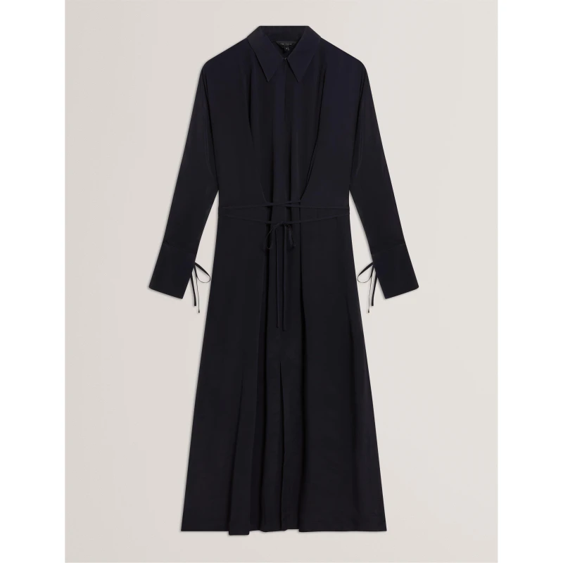 Image of Ted Baker Womens Midi Shirt Dress Navy female 8 (XS)