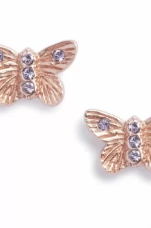 Image of Ladies Olivia Burton Rose Gold Plated Bejewelled Butterfly Stud Earrings OBJ16MBE07