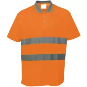 Image of Portwest Cotton Comfort Reflective Safety Short Sleeve Polo Shirt (3XL) (Orange) - Orange