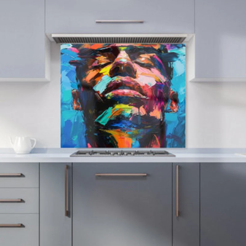 Image of Warren Reed - Designer Tiger Face Splashart Dark Background Tea Towel in Brown Brown Unisex