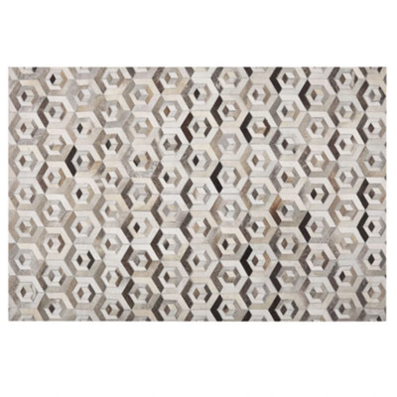 Image of Beliani Rug Tavak Beige 140 X 200 Cm Leather