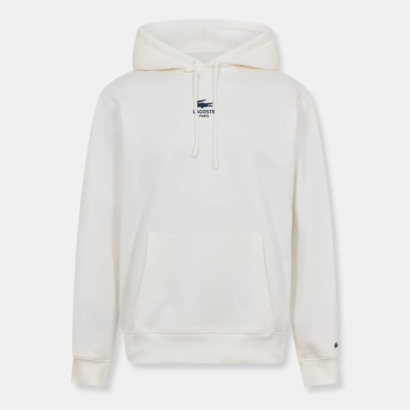 Image of Lacoste Mens CentrLogo Pull Over Hoodie White 70V male S