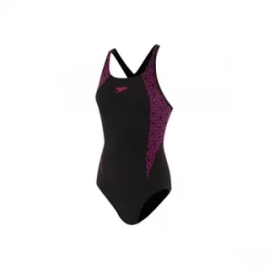 Image of Speedo Boomstar Splice Flyback Swimsuit 36" Black/Pink