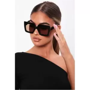 Image of I Saw It First Black Oversized Cat Eye Sunglasses - Black