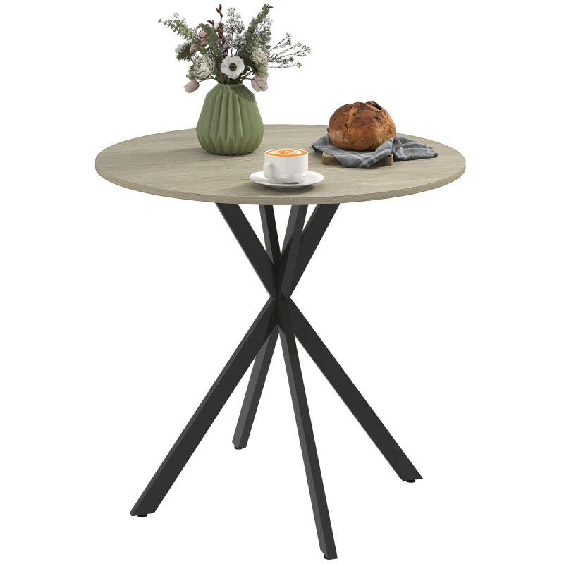 Image of HOMCOM HOMCOM 80cm Round Dining Table, Industrial Kitchen Table with Steel Legs