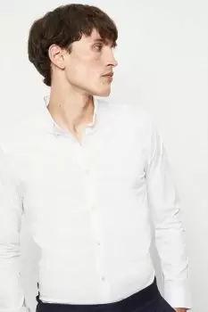 Image of White Skinny Fit Long Sleeve Shirt
