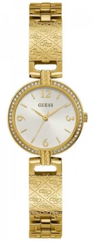 Image of Guess Mini Luxe Womens Gold Plated Bracelet White Watch