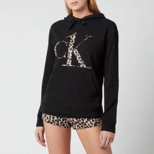 Image of Calvin Klein Womens Leopard Logo Sweatshirt - Black - M