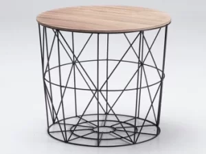 Image of LPD Cosmo Black and Oak Cage Storage Lamp Table