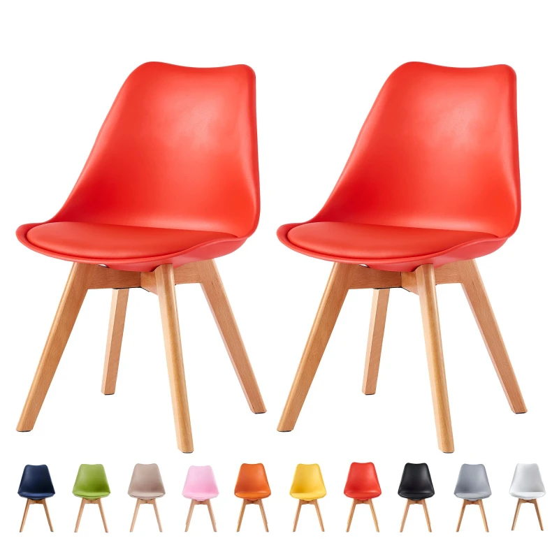 Image of MCC DIRECT Set of 2 Dining Chairs Designer Side Chairs Wooden Home Office Commercial eva red EA0217
