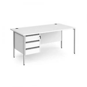 Image of Dams International Straight Desk with White MFC Top and Silver H-Frame Legs and 3 Lockable Drawer Pedestal Contract 25 1600 x 800 x 725mm