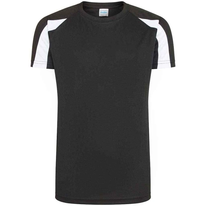 Image of AWDis Cool Contrast Moisture Wicking T-Shirt in Black Size: 12-13 Years Black Unisex 12-13 Years