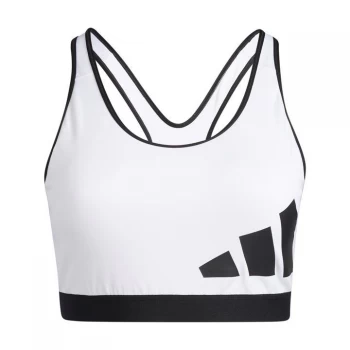 Image of adidas Believe This Medium-Support Workout Logo Bra (Plus - White / Black