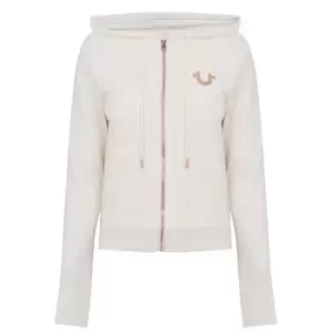 Image of True Religion Velvet Buddha Zip Hoodie - White
