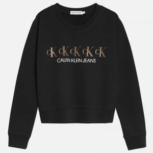 Image of Calvin Klein Jeans Girl's Ck Repeat Foil Sweatshirt - Black - 14 Years