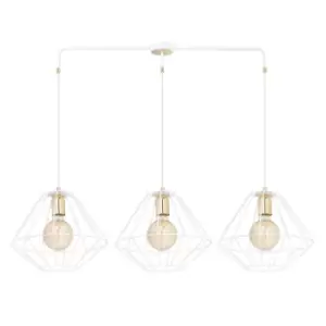 Image of Alteo White Wire Frame Pendant Ceiling Light 3x E27
