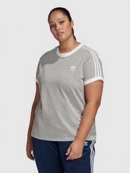 Image of Adidas Originals 3 Stripe Tee - Medium Grey Heather