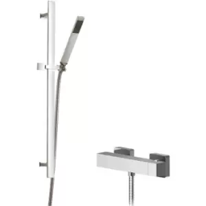 Image of Sanford Square Thermostatic Bar Shower Valve with Sheer Slider Rail Kit - Chrome - Hudson Reed