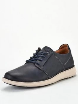 Image of Clarks Un Larvik Leather Shoes - Navy