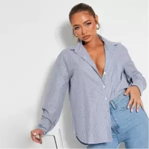 Image of I Saw It First Oversized Pinstripe Shirt - Blue