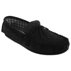 Image of Mokkers Mens Bruce Real Suede Moccasin Slippers (7 UK) (Black)