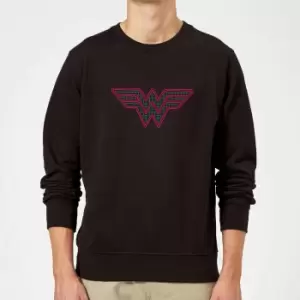 Image of Justice League Wonder Woman Retro Grid Logo Sweatshirt - Black - L - Black