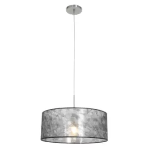 Image of Sparkled Light Cylindrical Pendant Ceiling Light Steel Brushed, Sizoflor Fabric