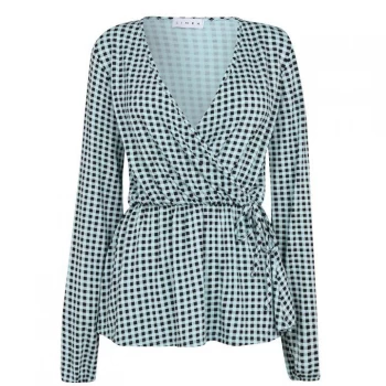 Image of Linea Mock Tie Top Ladies - Gingham